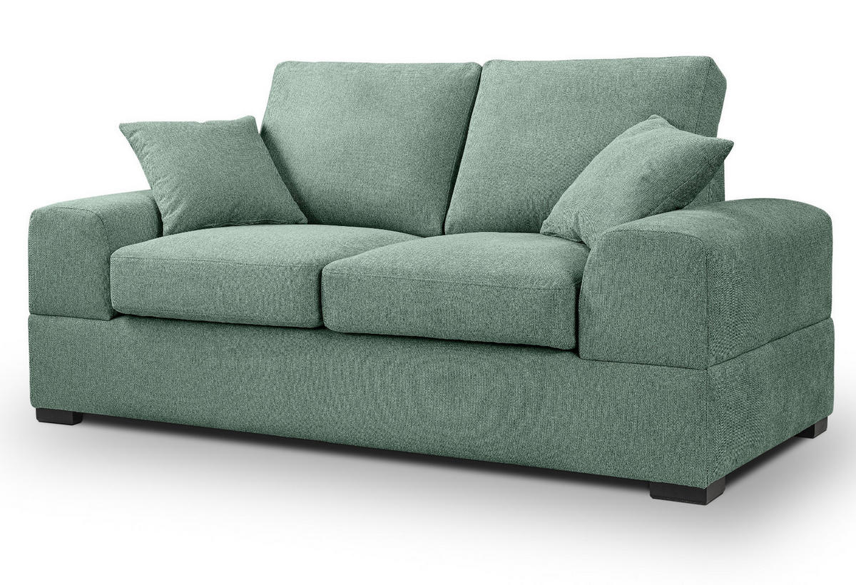 SOFA petrol Strukturstoff, Couch 2-Sitzer 182 cm mit Premium Kaltschaum - Petrol/Schwarz, Holz/Textil (182/90/93cm) - Inn.Furn