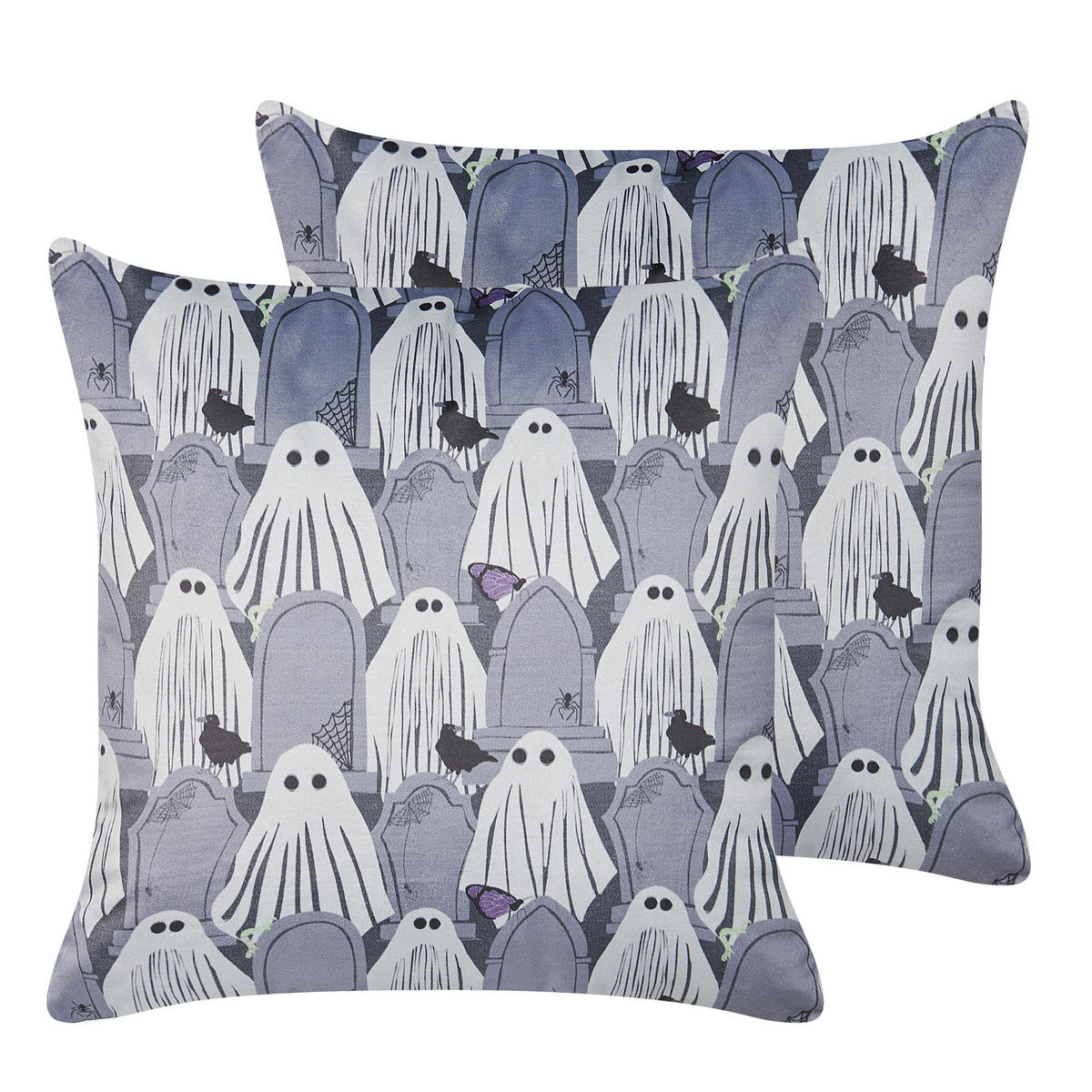 DEKOKISSEN 2er-Set Grau 45/45 cm Fanate - Grau, Textil (45/45cm) - Beliani