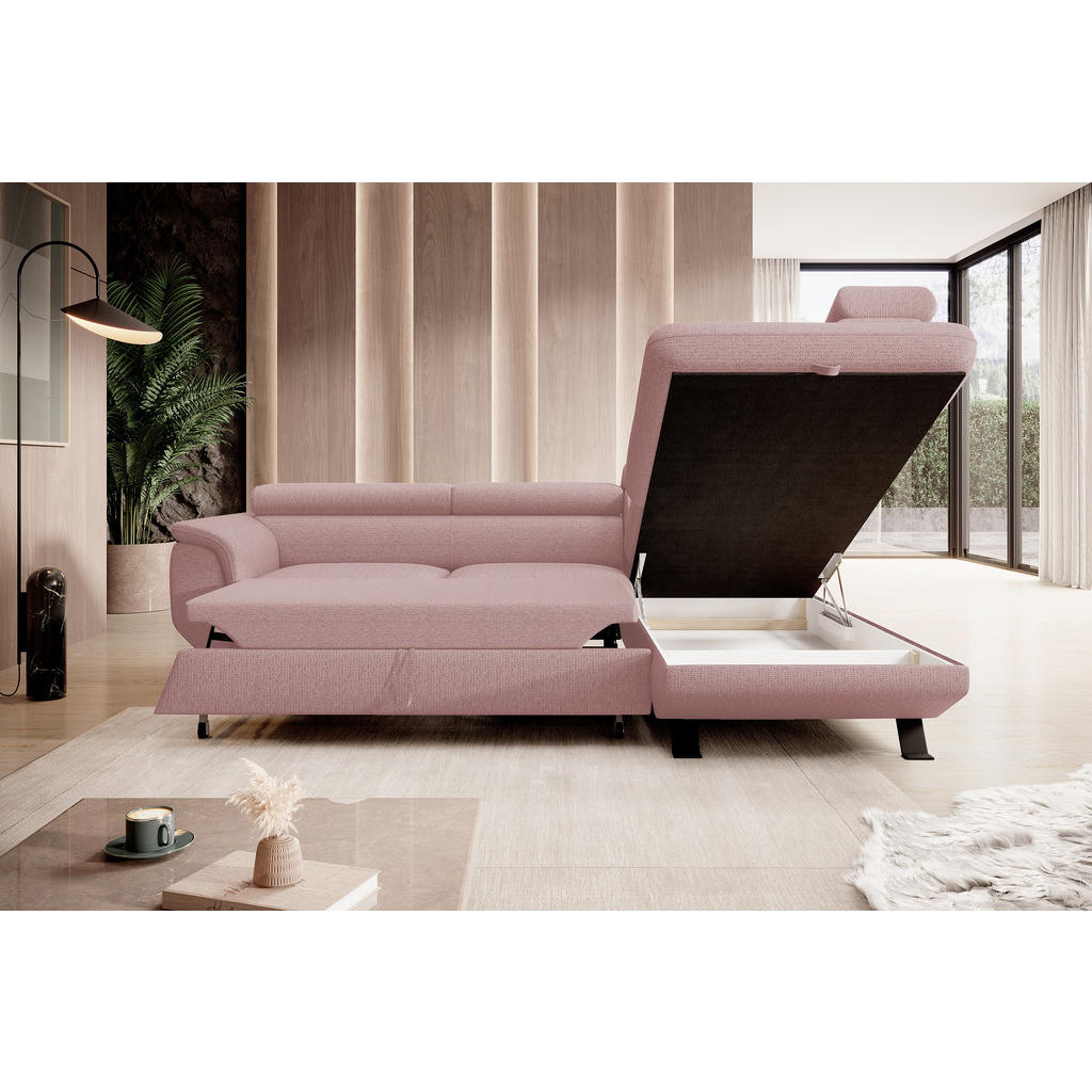Thumbnail - DomoHome Ecksofa, Rosa, Textil, Rechteckig, 256x198 cm, Wohnzimmer, Sofas & Couches, Wohnlandschaften, Ecksofas