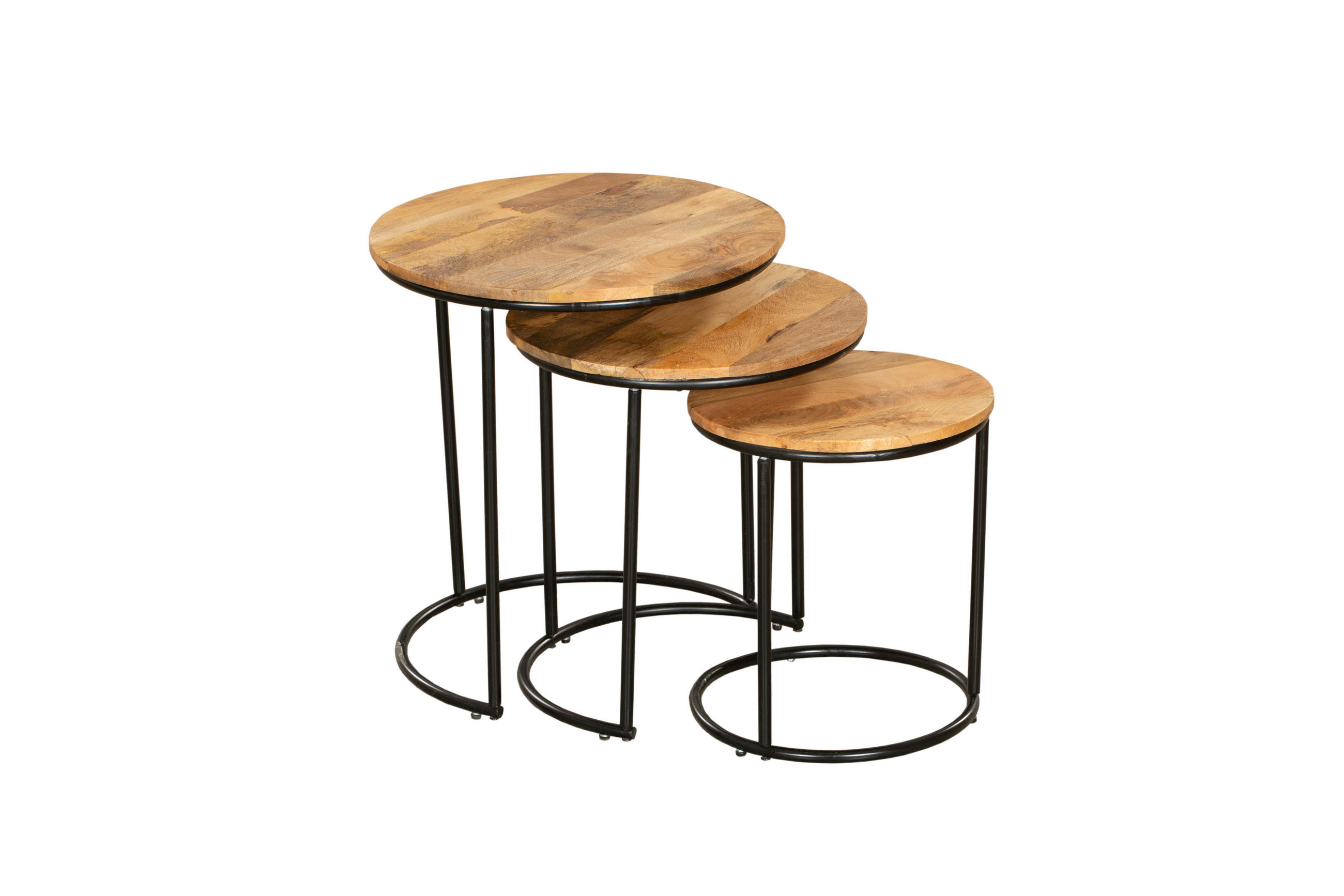 BEISTELLTISCH Adam 3er Set Mangoholz Braun 55,5x50x50cm - Braun, Holz (50/50/55.5cm) - DELUKE