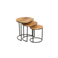 BEISTELLTISCH Adam 3er Set Mangoholz Braun 55,5x50x50cm - Braun, Holz (50/50/55.5cm) - DELUKE