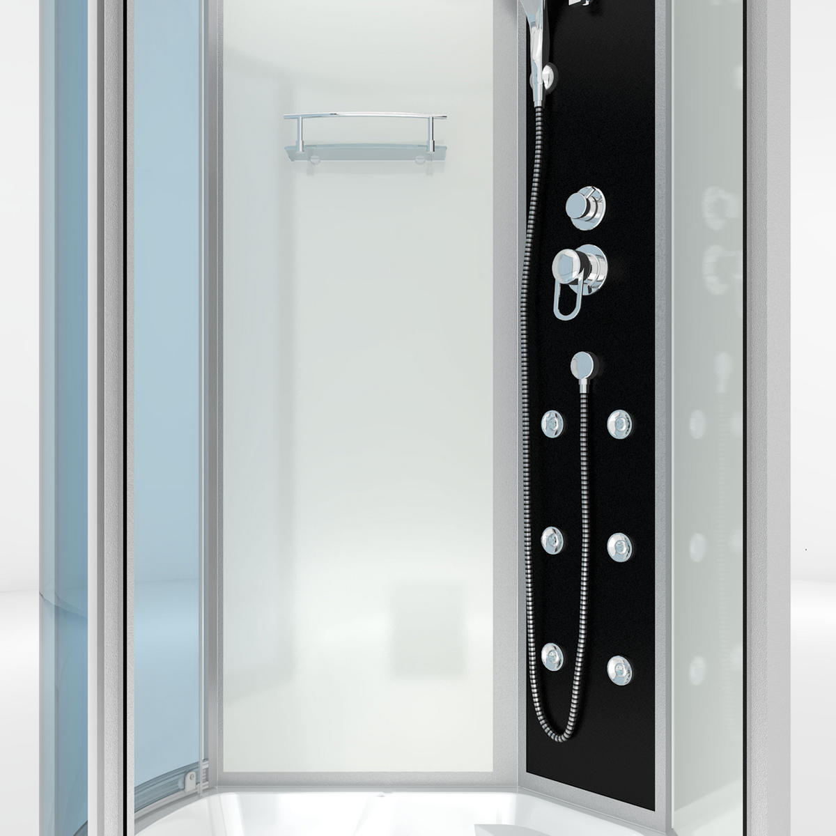 WHIRLPOOL Wanne Duschkabine ws K50-R00-WP 100x170 - Weiß, Glas/Kunststoff (98/225/170cm) - AcquaVapore by Sandra Jentho