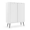 HIGHBOARD Salvia 2T Weiß, Schwarz 103/129/39 cm – mit geriffelten Fronten und hohen Beinen - Schwarz/Weiß, Holzwerkstoff/Metall (103/129/39cm) - AX Living