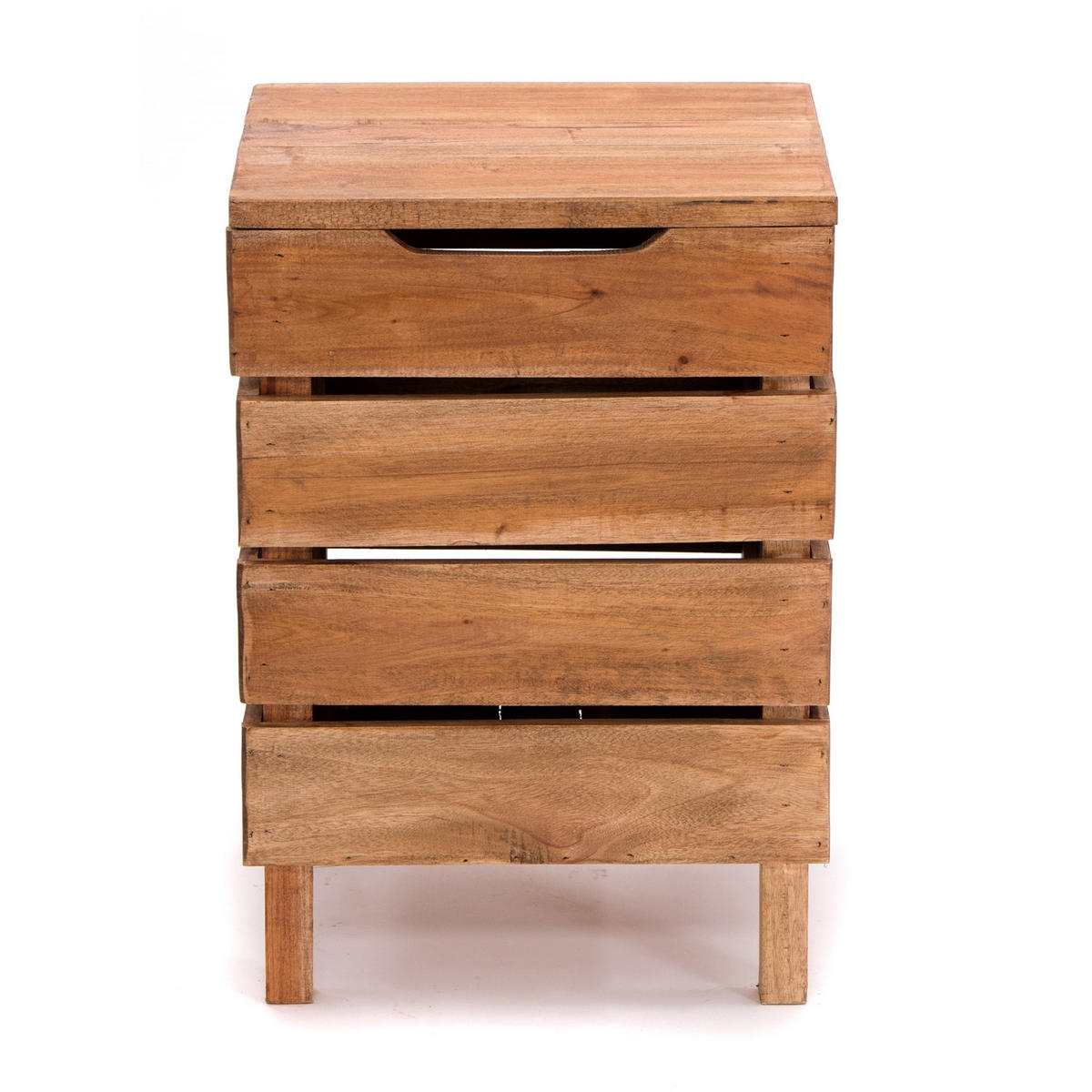 WÄSCHEKORB STORAGE 50 Massivholz, klappbarer Deckel 01 natur-vintage - Naturfarben, Holz (35/50/35cm) - DESIGN DELIGHTS