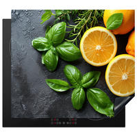HERDABDECKPLATTE Obst - Grau - Konkret - Orange - Pflanzen Ceranfeldabdeckung 59x52 cm - Anthrazit, Kunststoff (59/52/0.2cm) - MuchoWow