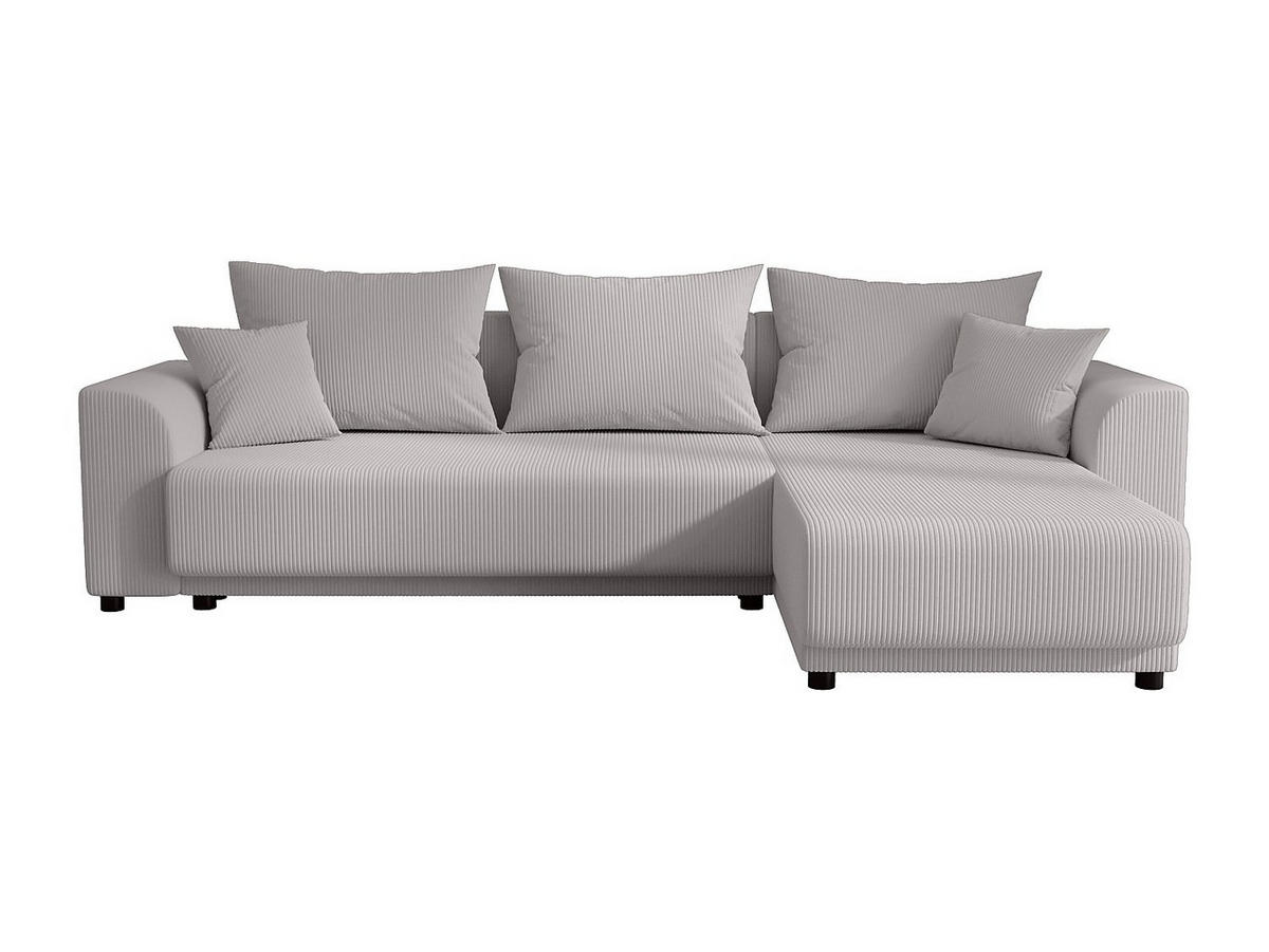 ECKSOFA mit Schlaffunktion - Ecke wechselbar - Cord - Hellgrau - NESSARO - Hellgrau, Textil (240/149cm) - Vente-Unique