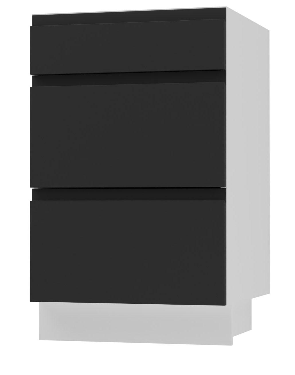 Feldmann-Wohnen Schubladenunterschrank Schwarz, Weiß 50x82x50 cm