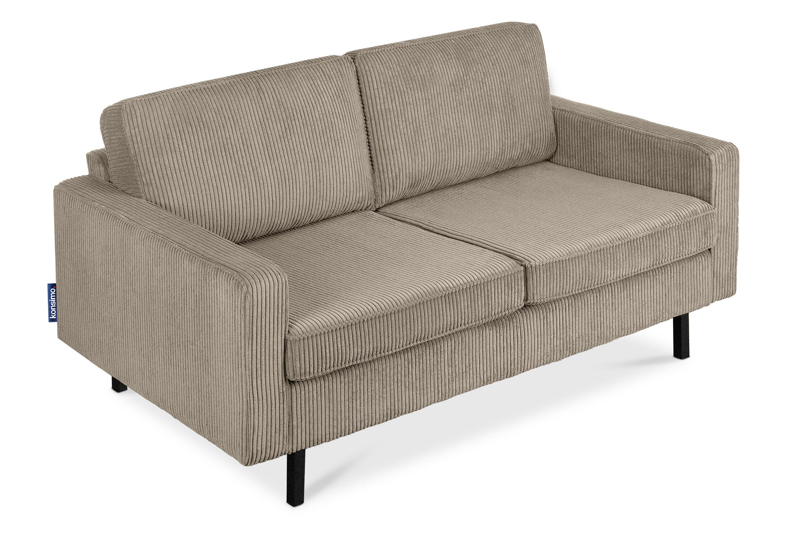 2-SITZER-SOFA INVIA Klassische-Stil mit Armlehnen, Feinkord-Stoff, Beige - Hellbraun/Beige, Textil (164/87/98cm) - KONSIMO®