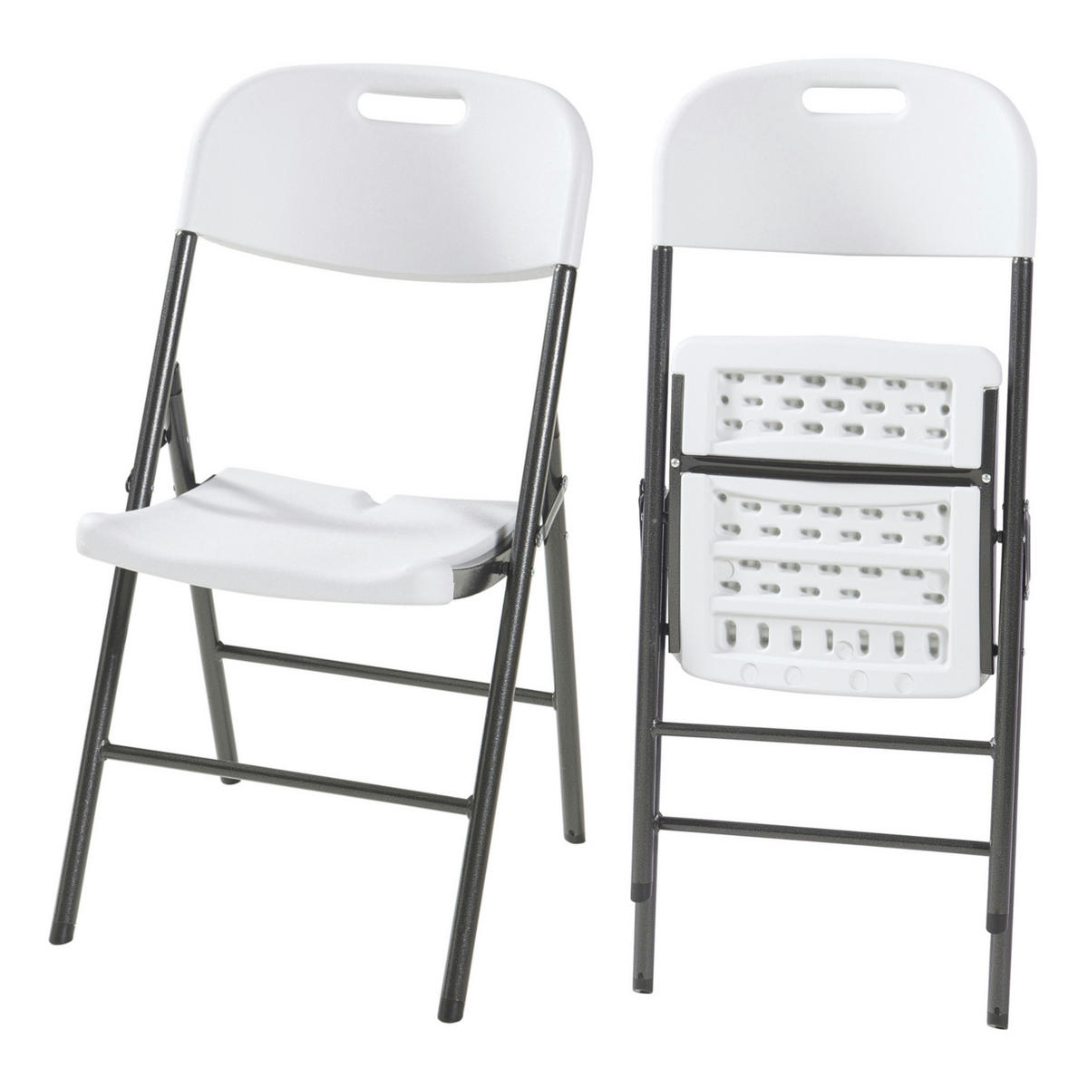 KLAPPSTUHL Ljusnarsberg - Weiß, Kunststoff/Metall (46/87/53cm) - [en.casa]