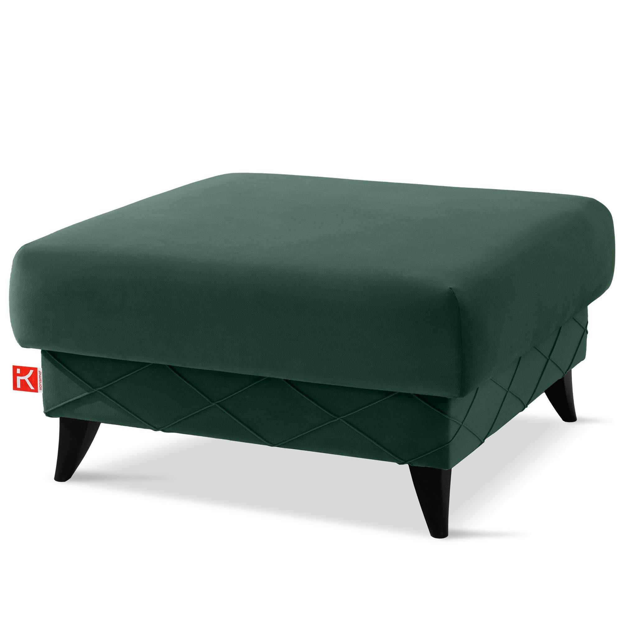 POUF GUSTAVO III Velours, Dunkelgrün - Dunkelgrün, Holz/Holzwerkstoff (92/49/92cm) - KONSIMO®