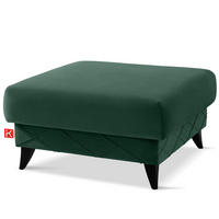 POUF GUSTAVO III Velours, Dunkelgrün - Dunkelgrün, Holz/Holzwerkstoff (92/49/92cm) - KONSIMO®