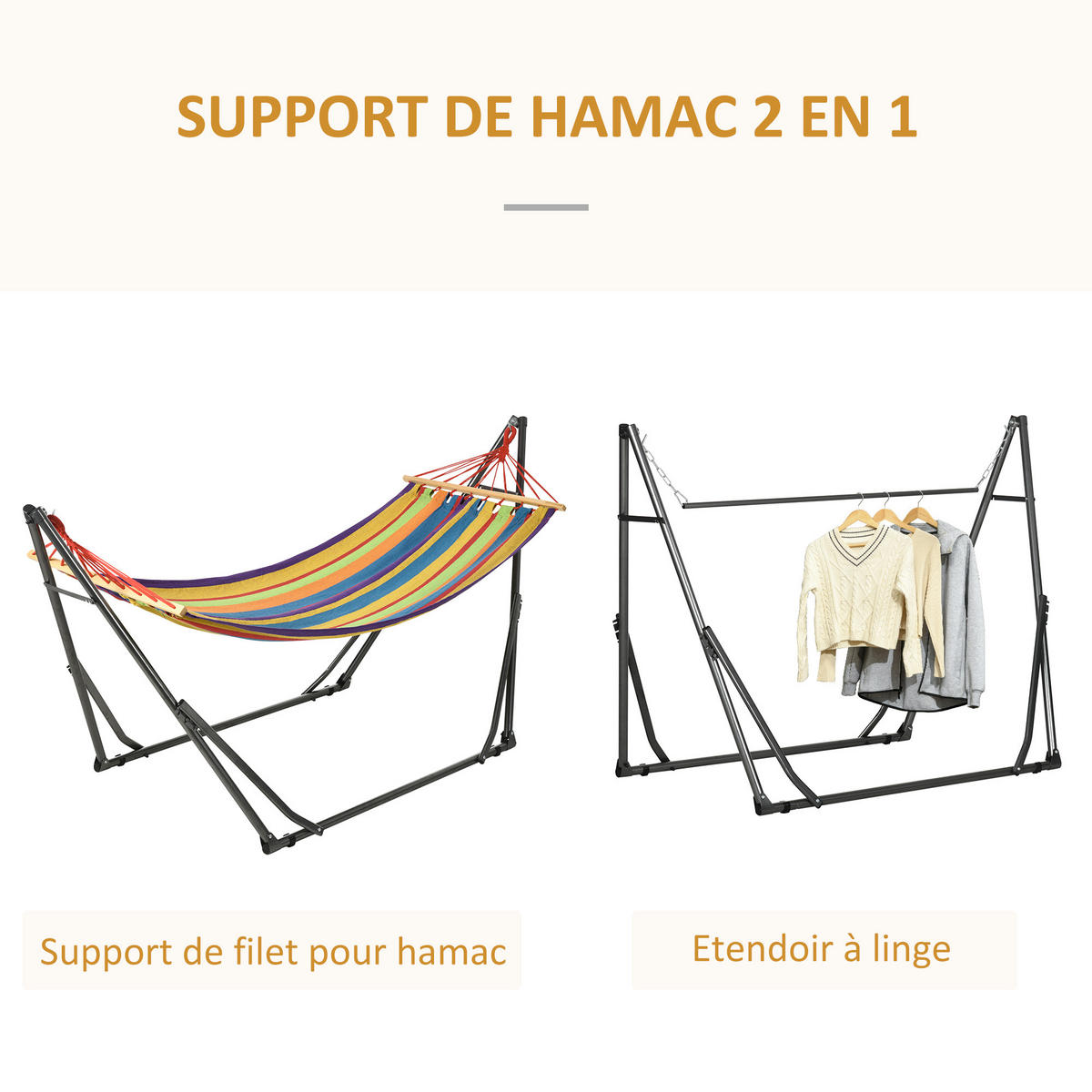 HÄNGEMATTE DE-13578 2-in-1 mit Wäscheständerfunktion Mehrfarbig - Multicolor, Metall (100/94/270cm) - ComfortXL