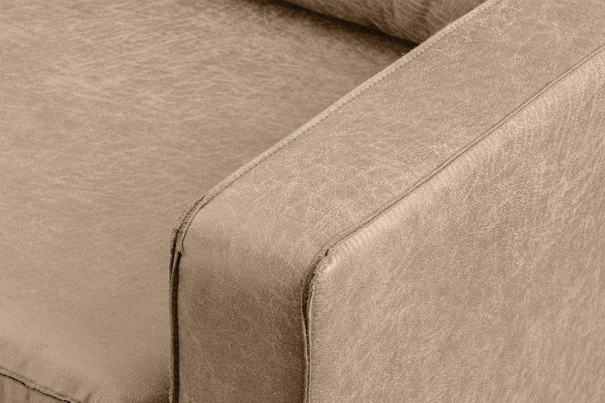 SESSEL INVIA mit Armlehnen auf hohen Metallbeinen vintage, Lederoptik-Stoff, Beige - Beige/Schwarz, Textil (98/87/98cm) - KONSIMO®