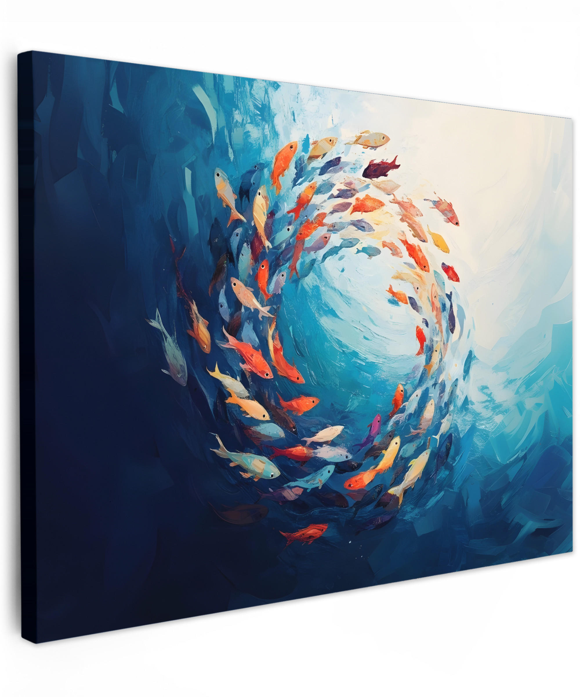 LEINWANDBILD Meer - Fische - Bunt - Dynamisch Wandbilder 80x60 cm - Hellblau, Textil (80/60cm) - MuchoWow