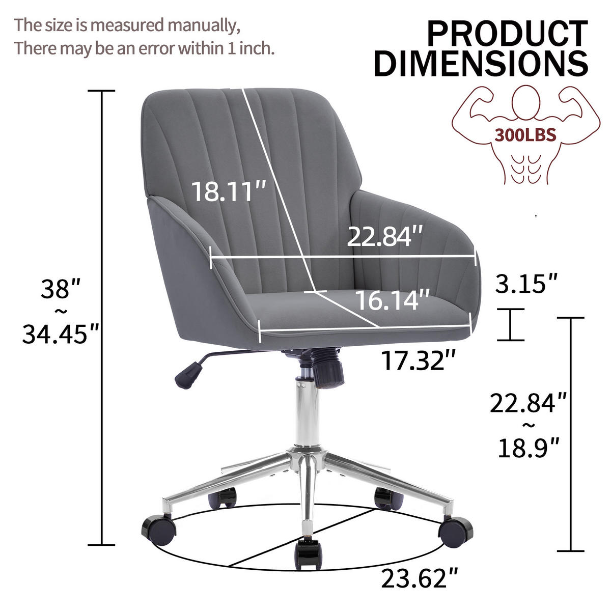 BÜRODREHSTUHL Grau 62/60/97 cm - Grau, Metall (62/97/60cm) - PANGIVO