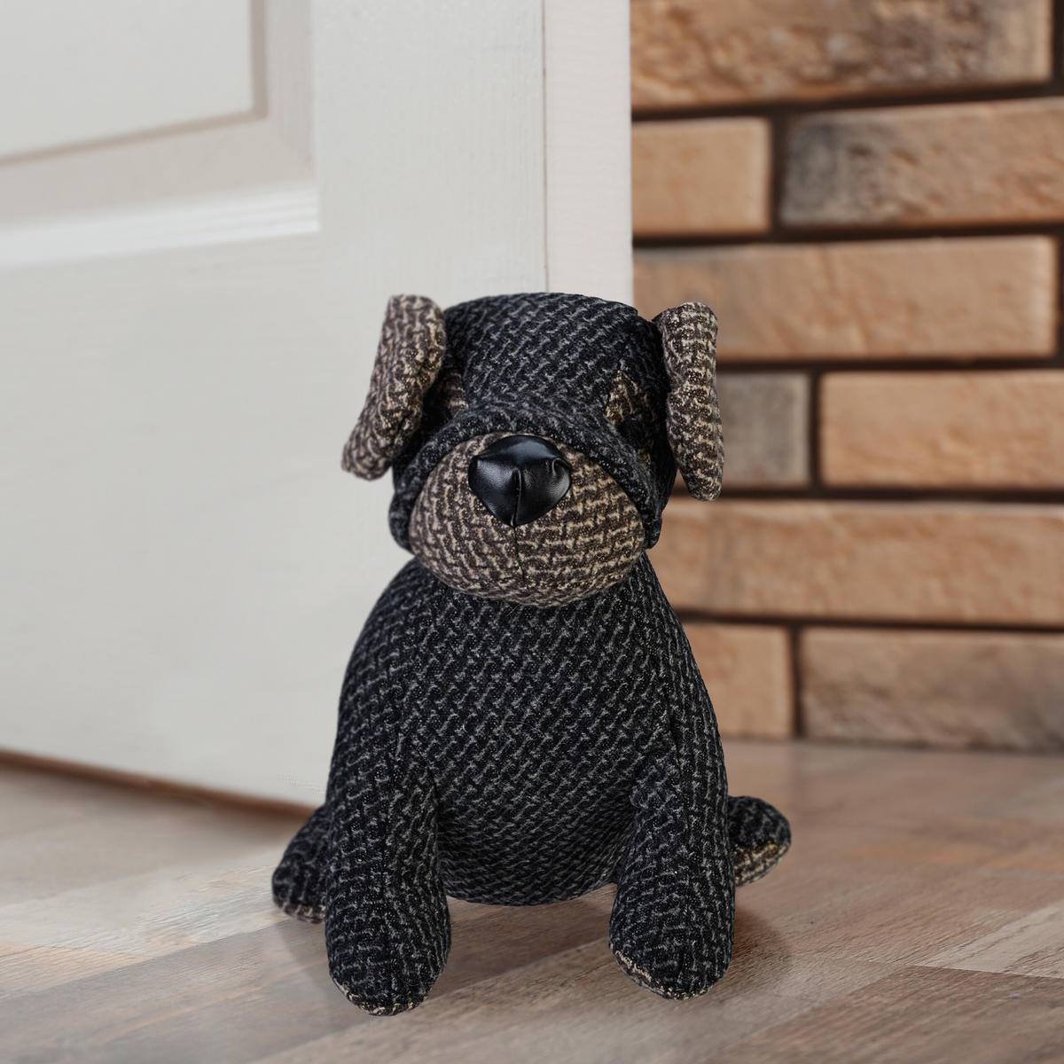 DÖRRSTOPP Grå Brun Hund sandfylld - Grå, Textil/Naturmaterial (18/22cm) - Relaxdays