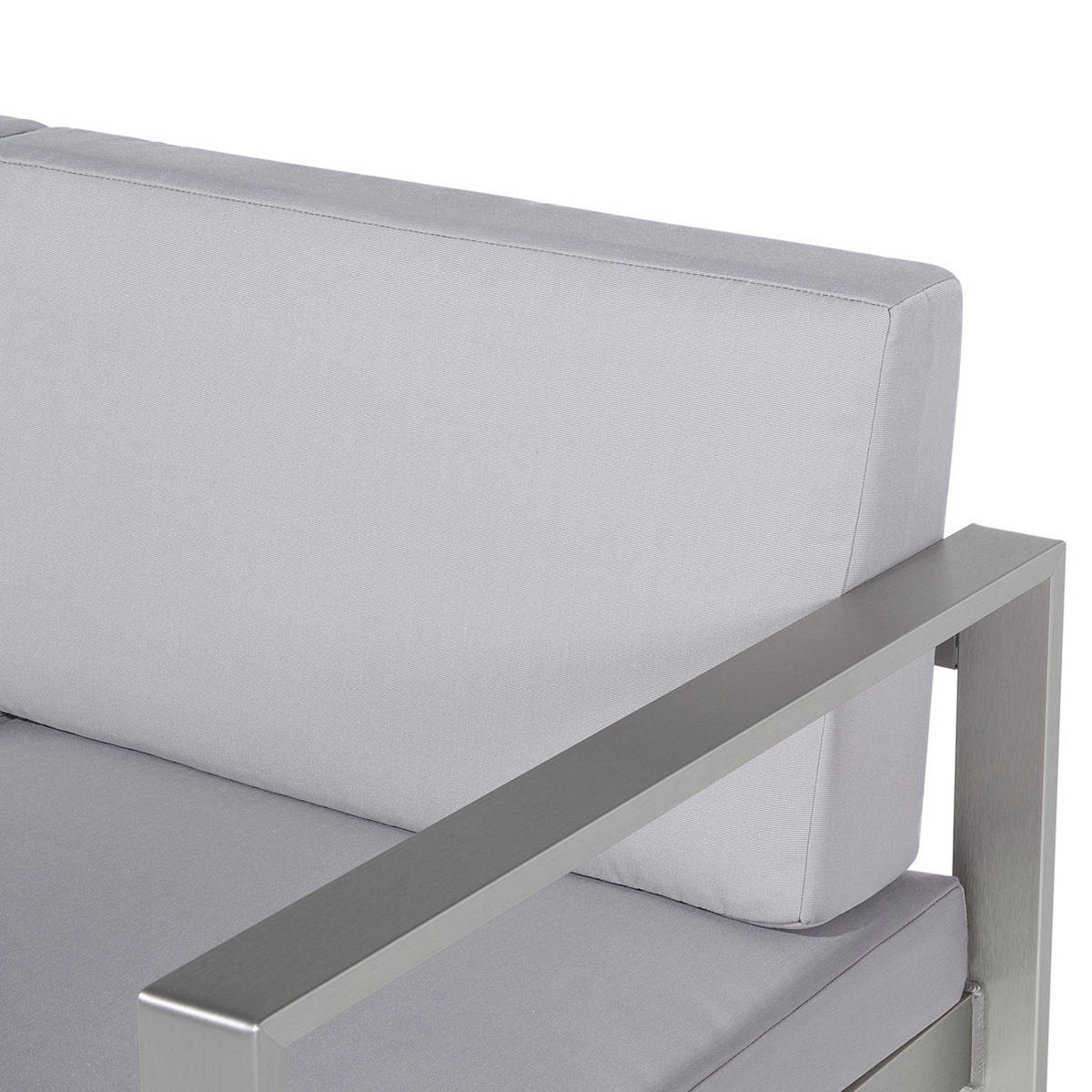 GARTENSOFA Aluminium 2-Sitzer Auflagen hellgrau Salerno - Hellgrau, Metall (142/80/70cm) - Beliani