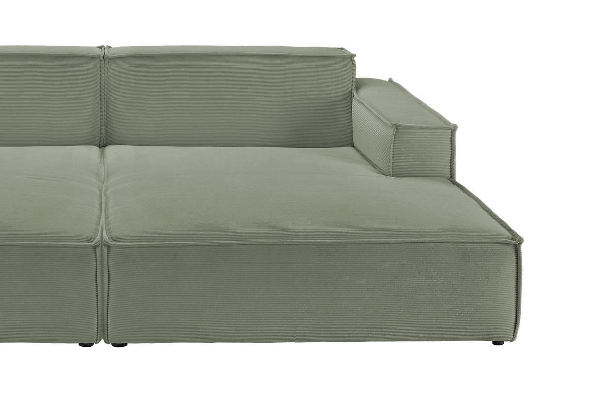 BIG SOFA SAMU Dunkelgrün Cord - Dunkelgrün/Schwarz, Textil (256/72/168cm) - KAWOLA