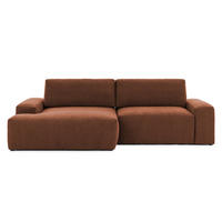 ECKSOFA Lennon aus Braun Strukturstoff mit Schlaffunktion und Bettkasten - Schwarz/Braun, Holz/Kunststoff (137/264cm) - S-Style