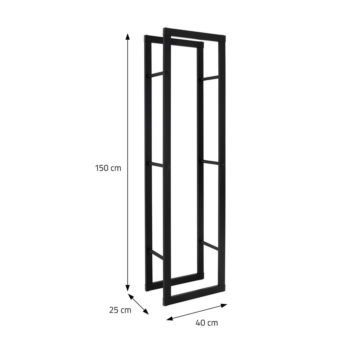 KAMINHOLZREGAL - Schwarz, Metall (25/150/40cm) - ML-DESIGN