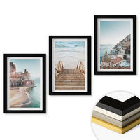 WANDBILDER 3er-Set - 20x30 cm Schwarzer Rahmen - Sommerliche Strandansichten in Pastellfarben - Schwarz, Kunststoff (20/30cm) - ArtPrintCave