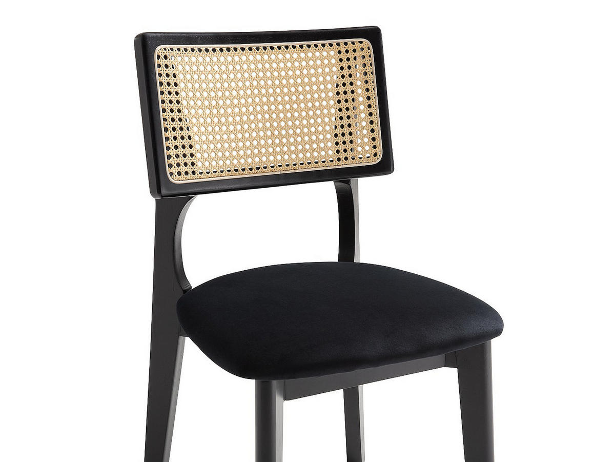 STUHL - 50.5 cmcm x 48 cmcm - Samt - Schwarz, Naturfarben Hell - CALENYA - Schwarz/Naturfarben, Textil (50.5/85.5/48cm) - Vente-Unique