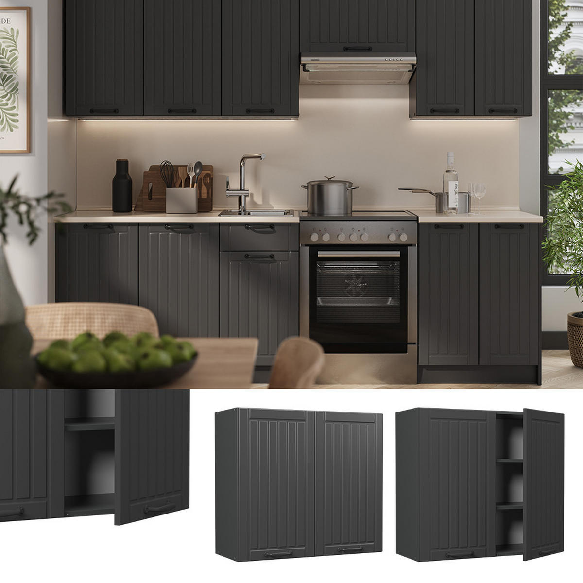 HÄNGESCHRANK Fame-Line, Dunkelgrau/Anthrazit, 80 cm - Dunkelgrau/Anthrazit, Holzwerkstoff (80/72/34.1cm) - Vicco