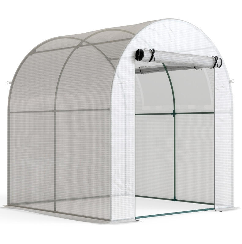 Modfu SKLENÍK z oceli 180x180x200 cm bílý s rolovacími dveřmi a okny, s odolnou fólií