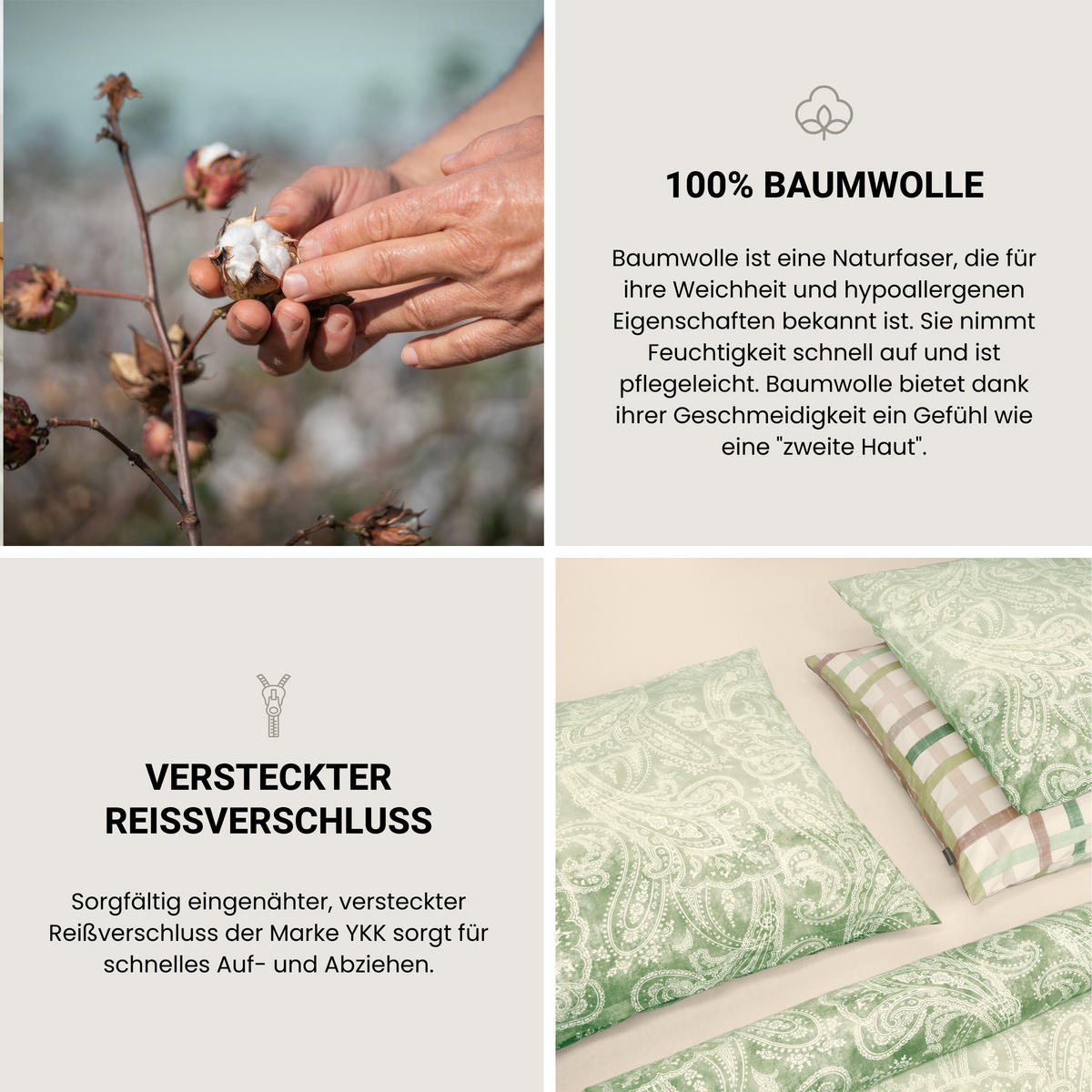 BETTWÄSCHESET Claire - Renforcé - 2-teilig - 135 x 200 cm - Grün - Grün, Textil (135/200cm) - SCHIESSER