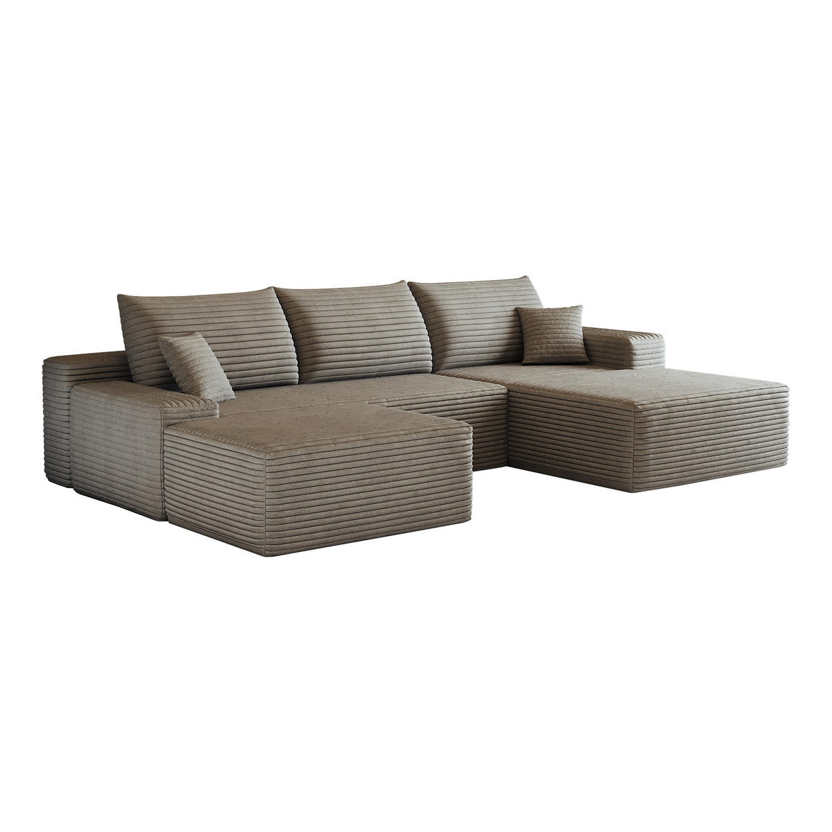 WOHNLANDSCHAFT DE-34857 U-Form 2-Sitzer Chaiselongue rechts Camel - Sandfarben, Textil (175/83/270cm) - ComfortXL