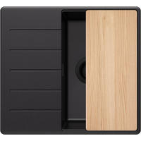 SPÜLBECKEN Kopenhagen, 2-er set Alles Schwarz 55/50 cm 1 Becken + Ablauf-Set + Schneidebrett ab 40er Unterschrank - Beige/Schwarz, Kunststoff (55/20/50cm) - Primagran