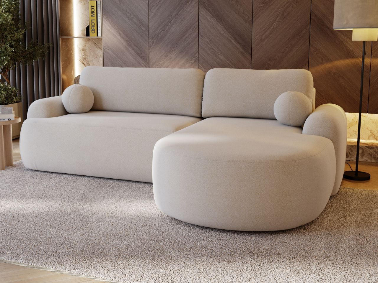 ECKSOFA Aurio Beige Rechts - Beige, Holz/Textil (261/177cm) - Graingold