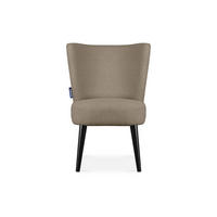COCKTAILSESSEL APPA uf hohen schwarz lackierten Beinen aus Buchenholz, aus recyceltem Boucle-Stoff, Hellbraun/Schwarz - Hellbraun/Schwarz, Holz/Textil (63/89/65cm) - KONSIMO®