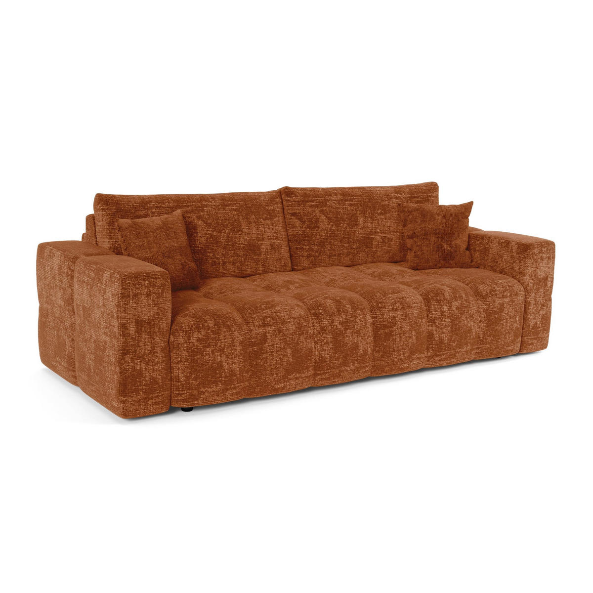SCHLAFSOFA Express VIBE Geprägter Samt Terrakotta 206cm - Dunkelorange/Terracotta, Textil (206/80/100cm) - Premium Interiors