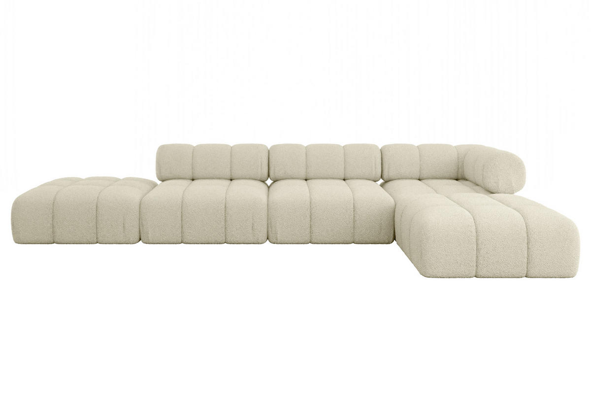 ECKSOFA modulares Sofa Kerru-L2 - 380x190x70 cm Beige Bouclé - Beige, Holzwerkstoff/Textil (380/190cm) - ALTDECOR