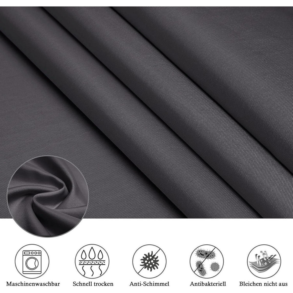 DUSCHVORHANG Dunkelgrau 150 x 180 cm - Anthrazit, Textil (150/180cm)