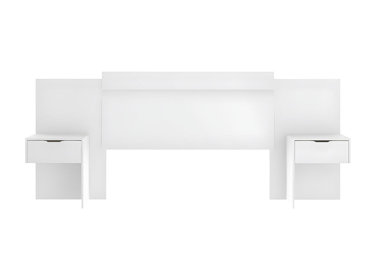 BETTKOPFTEIL ausziehbar mit integrierten Nachttischen - 140/160 cm - Weiß - PARATI - Weiß, Holz (252/106/39.5cm) - Vente-Unique