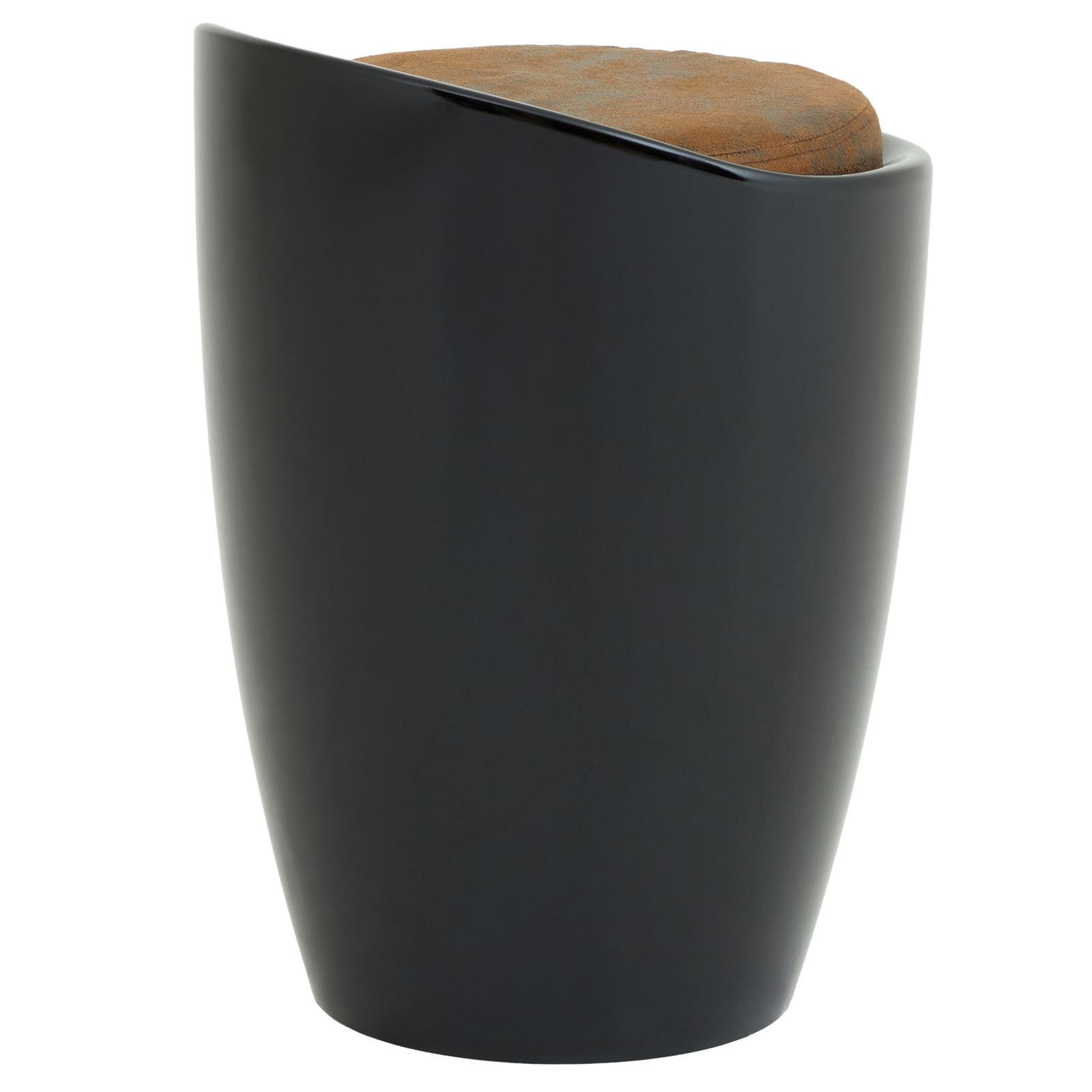 SITZHOCKER DANIEL - Dunkelbraun/Schwarz, Kunststoff/Textil (35/50/35cm) - IDIMEX