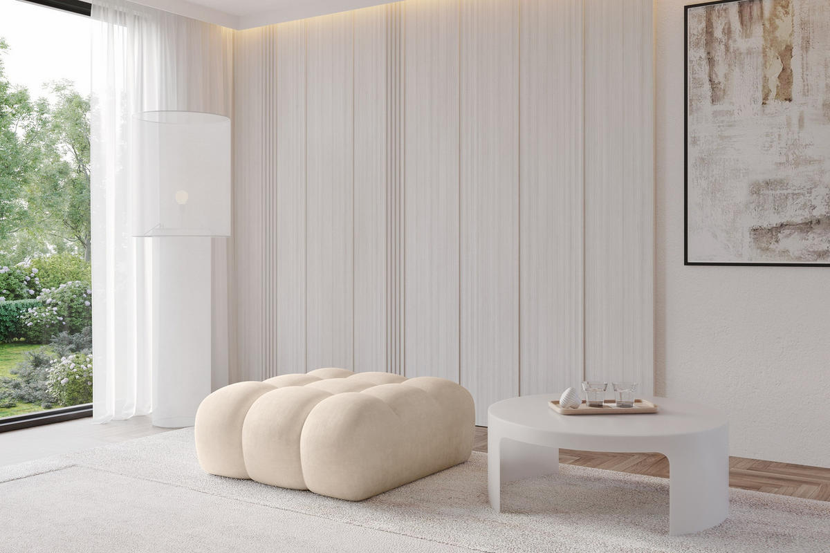 TABURET OLEA-PUF 91x87x44 cm Béžová Velur - černá/Sahara, kompozitní dřevo/textil (91/44/87cm) - ALTDECOR