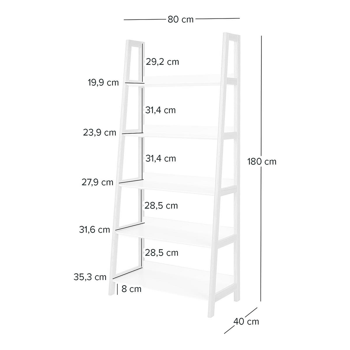 LEITERREGAL - Weiß, Holzwerkstoff (80/180/40cm) - home24