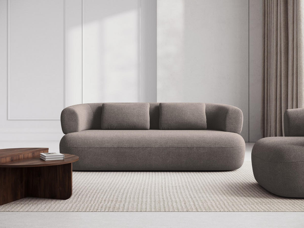 SOFA Jenny aus Boucle hellbraun 3 Sitzplätze - Hellbraun, Textil (90/73/178cm) - Micadoni