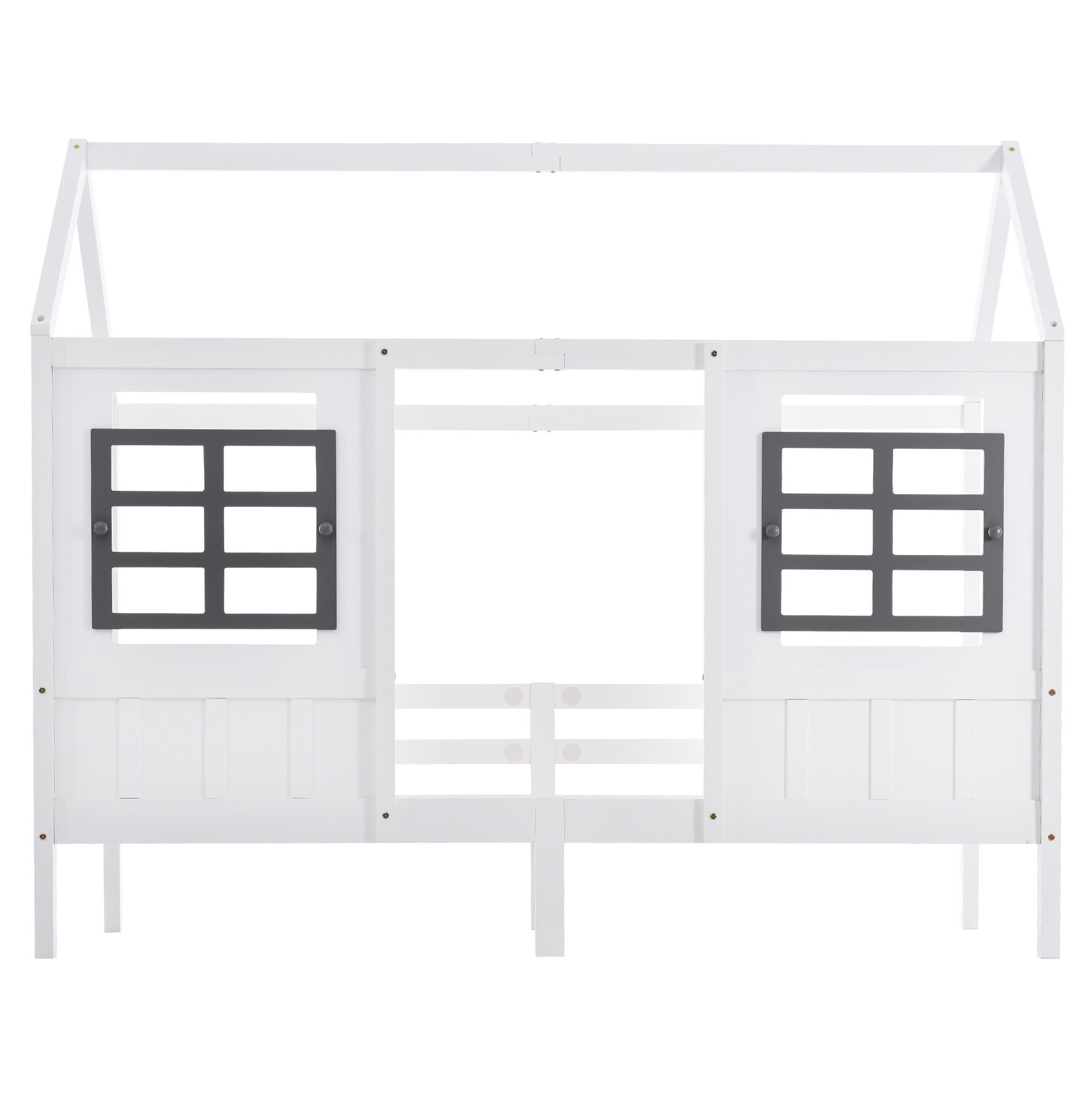 HAUSBETT 90/200 cm in Weiß – mit Dach und 2 Fenstern, Liegefläche 90/200 cm - Weiß, Holz (90/200cm) - BEAOK