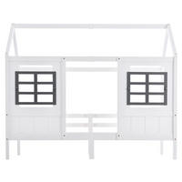 HAUSBETT 90/200 cm in Weiß – mit Dach und 2 Fenstern, Liegefläche 90/200 cm - Weiß, Holz (90/200cm) - BEAOK