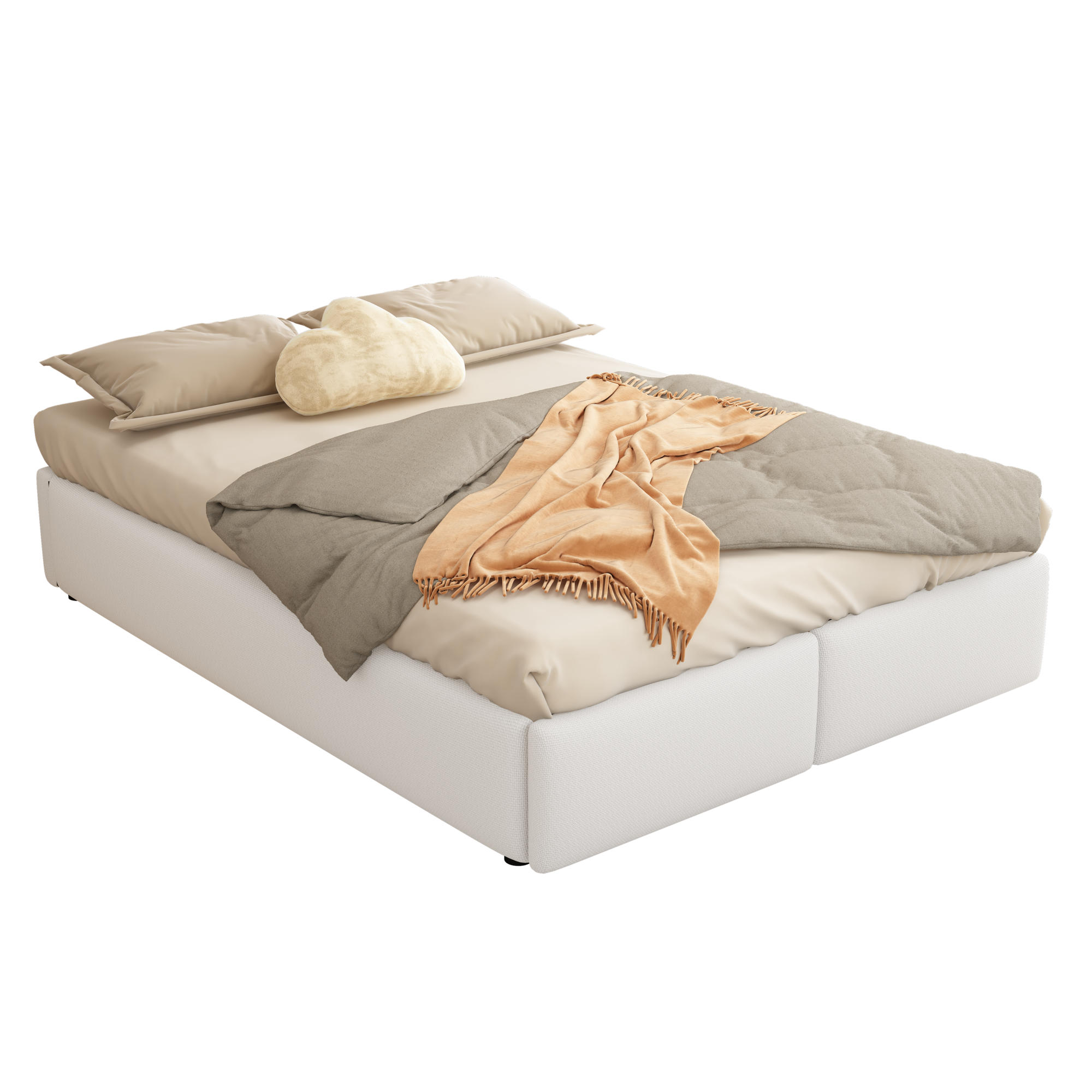 POLSTERBETT 140/200 cm Weiß mit hydraulischer Lagerung und 2 Schubladen - Weiß, Textil (140/200cm) - OKWISH