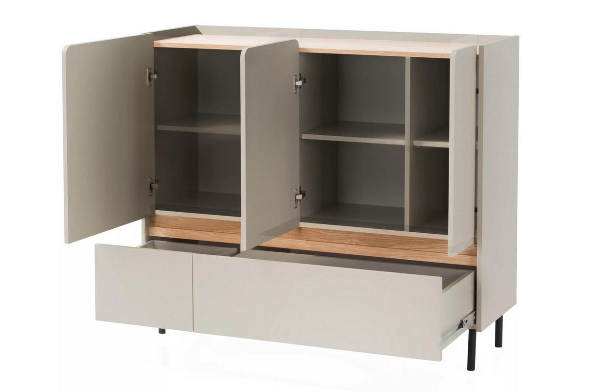 KINDERKOMMODE LIBU 08 120/40/105 in Sandbeige / Geölte Eiche - Eichefarben/Beige, Holzwerkstoff (120/105/40cm) - Deine Möbel 24