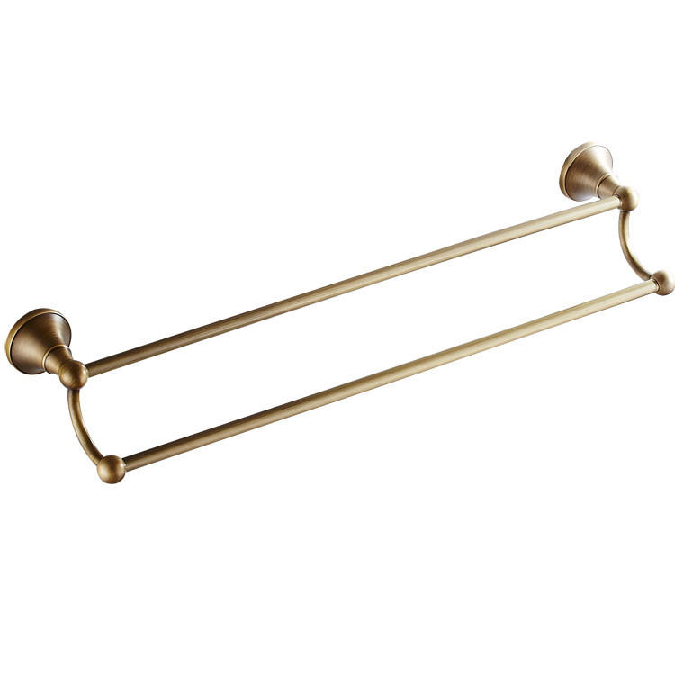 HANDTUCHHALTER – Vintage-Gold, Doppelstange – 55 cm Länge - Goldfarben, Metall (13/7/55cm)