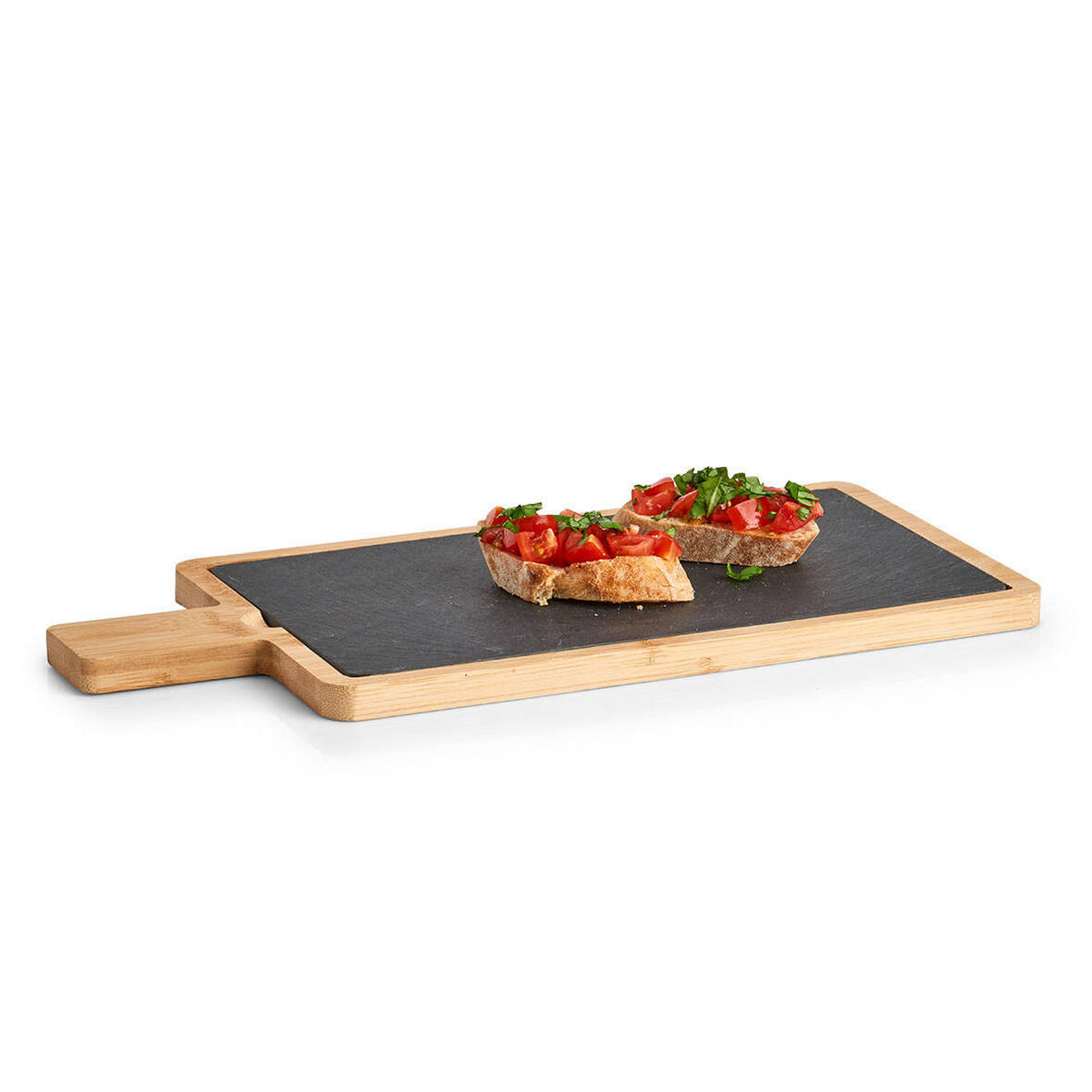 SERVIERBRETT Bambusgriff 40/19 cm - Anthrazit, Stein (19/1.5/40cm) - ZELLER