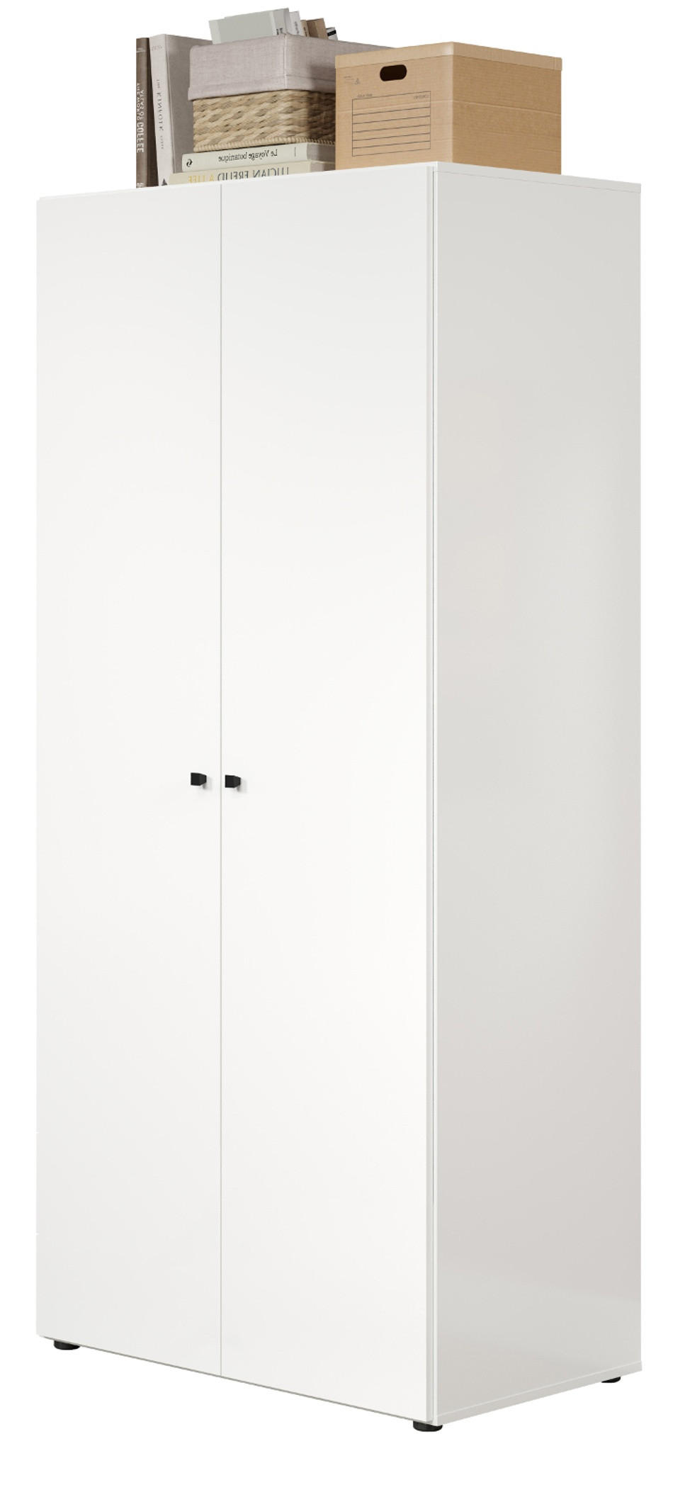 KLEIDERSCHRANK weiß 81 x 176 cm, Drehtürenschrank 2-türig - Schwarz/Weiß, Holzwerkstoff/Kunststoff (81/176/51cm) - Top.Furn