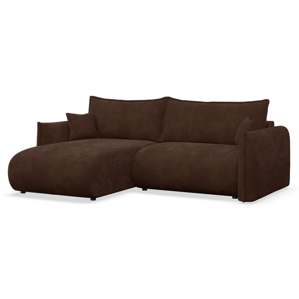 ROHOVÁ SEDAČKA Cushi, levý roh, hnědá žinylka - černá/hnědá, textil/plast (252/183cm) - Selsey
