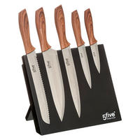 MAGNET-MESSERBLOCK bestückt 6-tlg., mit Messern, MDF, Stahl, Kunststoff, Schwarz - Schwarz, Holzwerkstoff (6.8/36/24.5cm) - 5five Simply Smart
